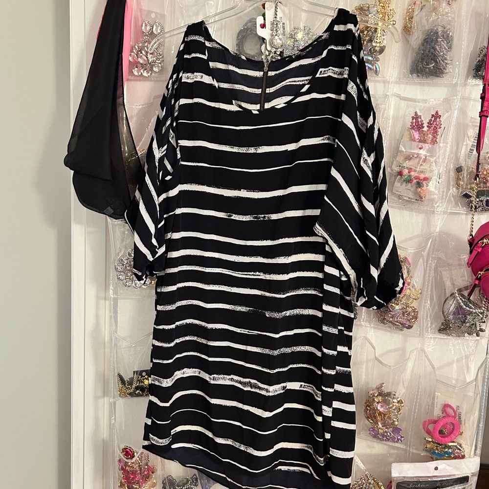 Express Black and White Striped Mini Dress